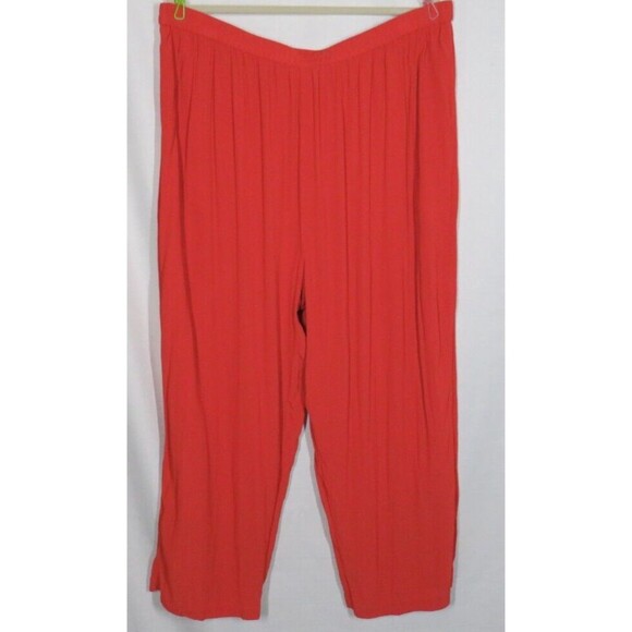 Roaman's Women's Rust Orange Crinkle Gauze Wide Leg Pull On Pants Plus 28W - Picture 2 of 13